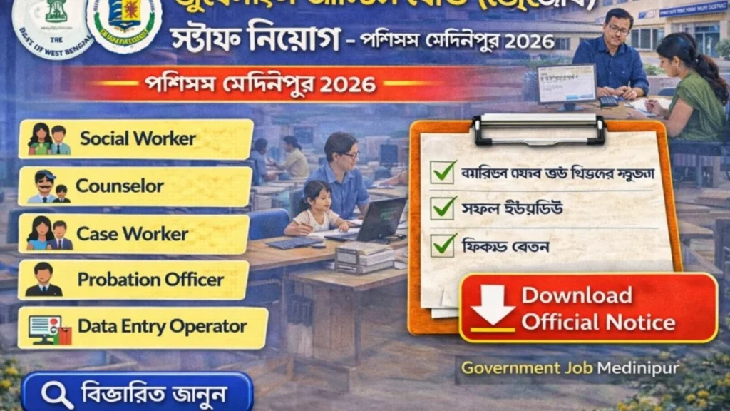 জুভেনাইল জাস্টিস বোর্ড স্টাফ নিয়োগ – পশ্চিম মেদিনীপুর সম্পূর্ণ গাইড