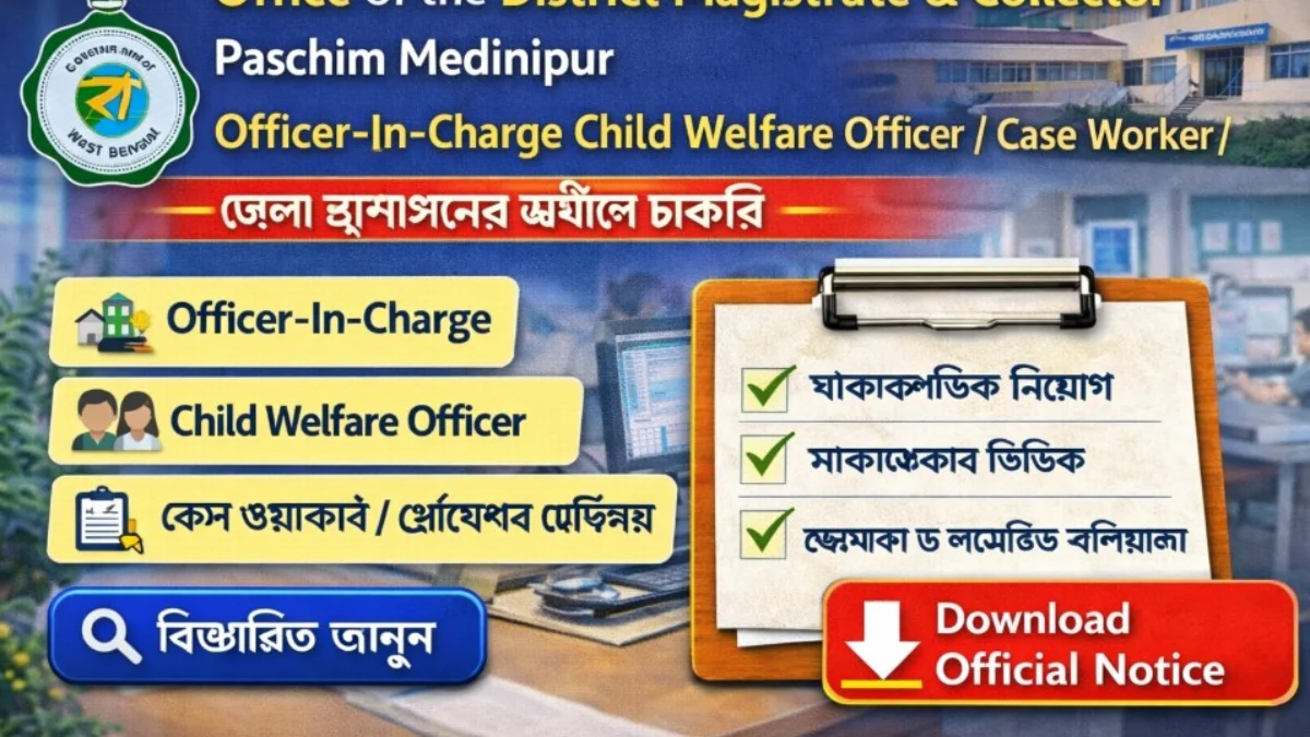 Officer-In-Charge ও Child Welfare Officer JOB – Paschim Medinipur