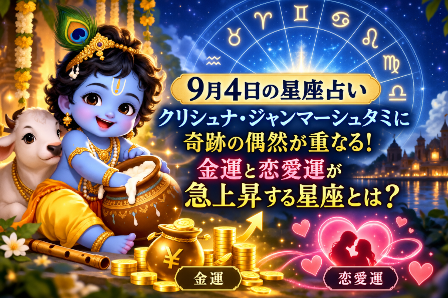 9月4日の星座占い|クリシュナ・ジャンマーシュタミに奇跡の偶然が重なる!金運と恋愛運が急上昇する星座とは?
